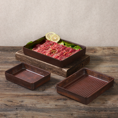 密胺瓷山野间系列山野风火锅餐具盘木姜子牛肉盘火锅涮肉烤肉盘