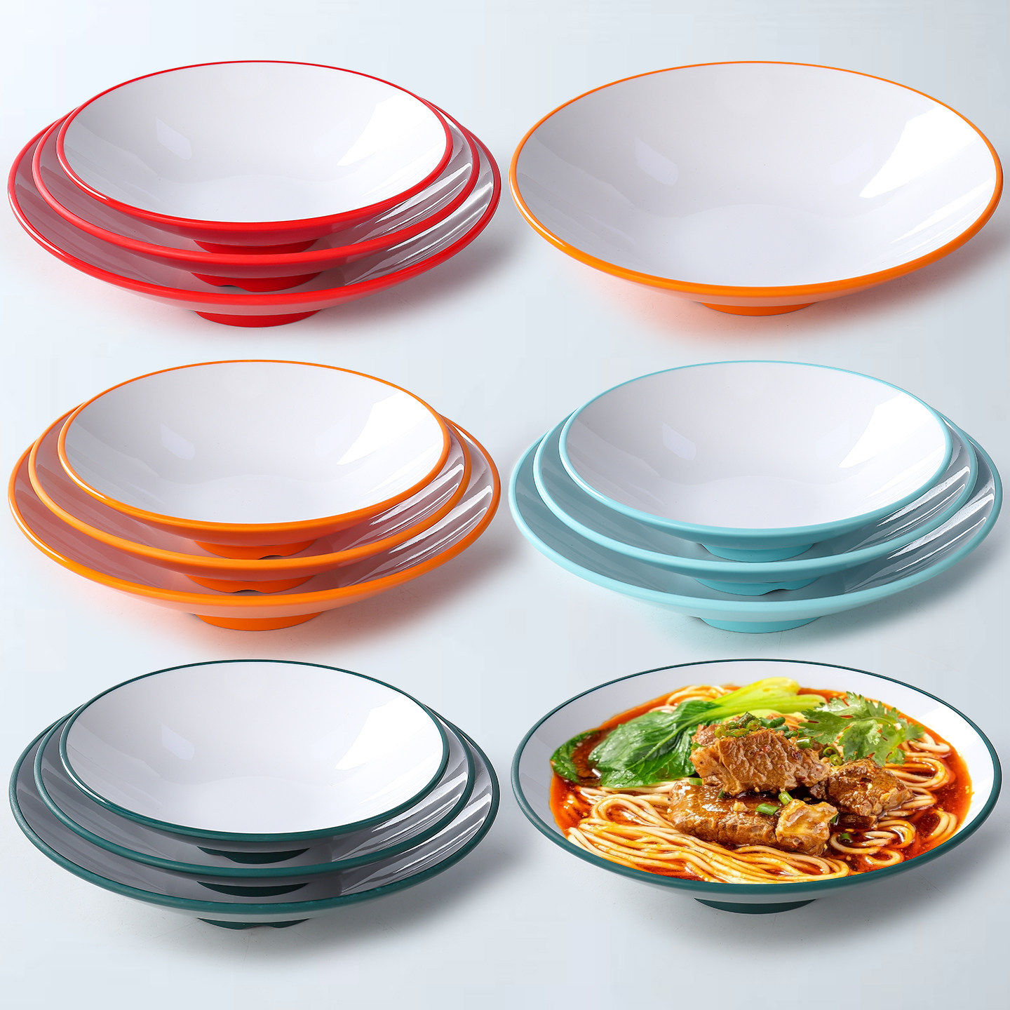 密胺A5双色面碗商用仿瓷牛肉面汤粉碗面馆专用碗麻辣烫冒菜凉皮碗,餐饮具,碗,淘宝优惠券,粉丝福利购,淘宝优惠卷