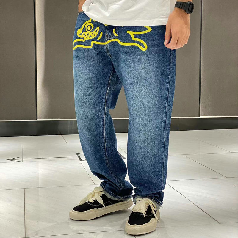 ice cream重磅RUNNING DOG DENIM PANT美潮BBC街头宽松水洗牛仔裤