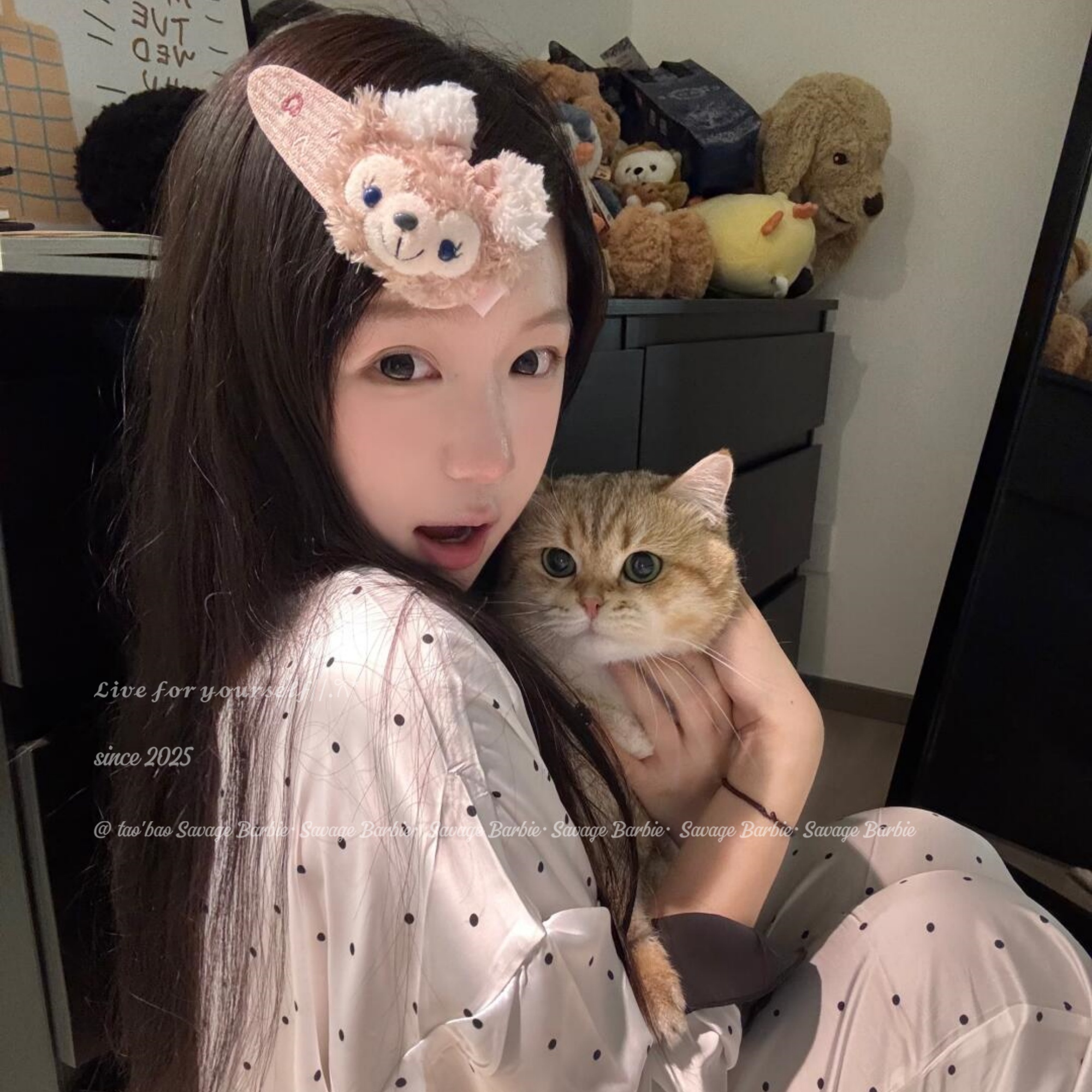 可爱甜美粉色雪莉玫毛绒发夹