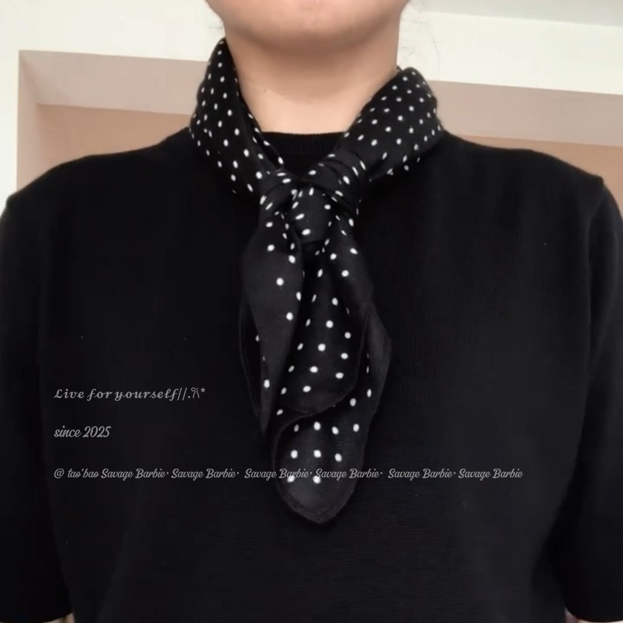 韩系ins黑色波点丝巾女高级感复古气质简约薄款围巾2025新款领巾,服饰配件/皮带/帽子/围巾,围巾/丝巾/披肩,淘宝优惠券,粉丝福利购,淘宝优惠卷