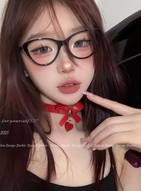 性感甜酷红色爱心蝴蝶结项圈
