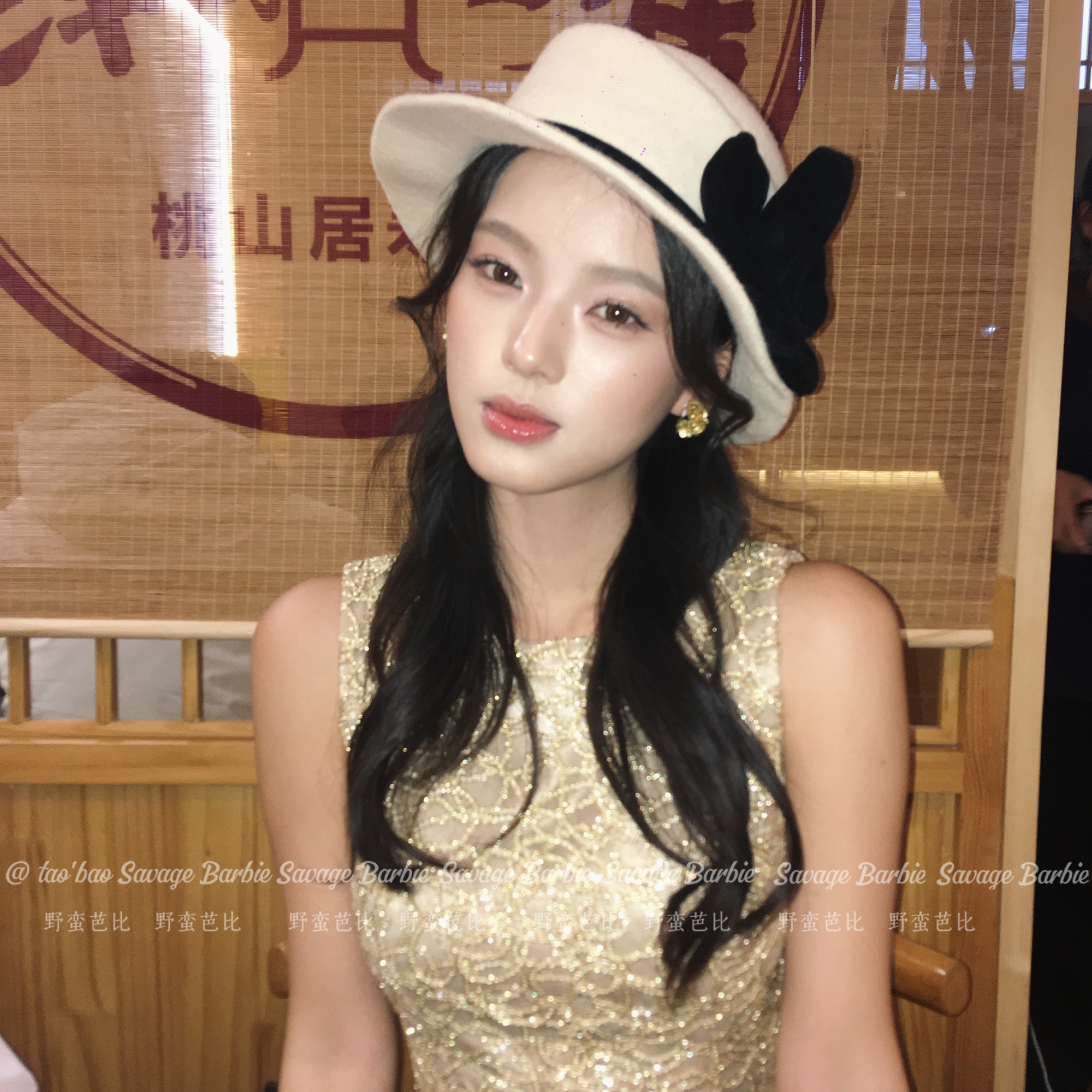 法式赫本风丝绒玫瑰花圆顶礼帽复古气质小香风千金帽显脸小渔夫帽