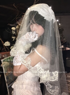 万圣节cos鬼新娘白色蕾丝头纱