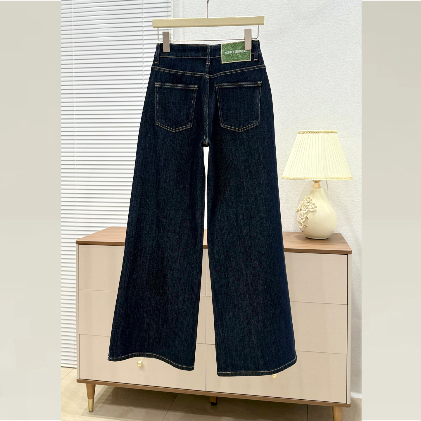 2025新款女深蓝色牛仔裤阔腿宽松