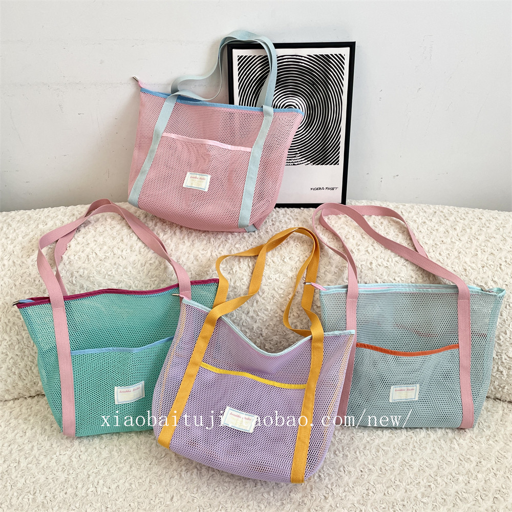 小白兔几 韩国ins沙滩游玩网眼镂空收纳袋大容量单肩包户外手提包,箱包皮具/热销女包/男包,通用款女包,淘宝优惠券,粉丝福利购,淘宝优惠卷