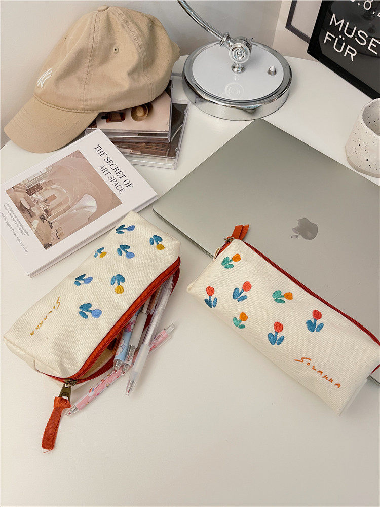 작은 흰 토끼 인 일본식 귀여운 필통 가리 하트 대용량 튤립 문구 상자 화장품 수납 가방