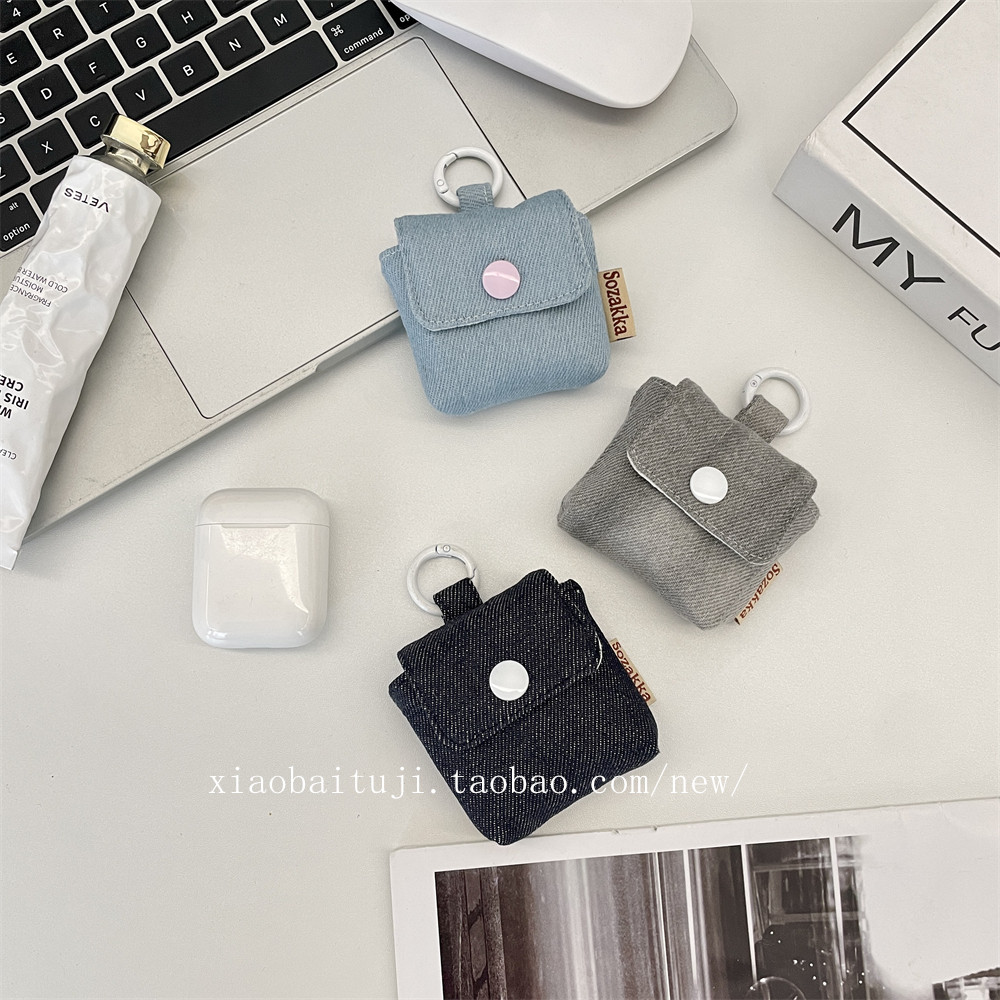 小白兔几 迷你牛仔耳机保护套苹果耳机收纳袋便携翻盖软壳蓝牙耳机包,3C数码配件,耳机保护套,淘宝优惠券,粉丝福利购,淘宝优惠卷