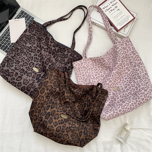 豹纹双面包手提通勤单肩包袋