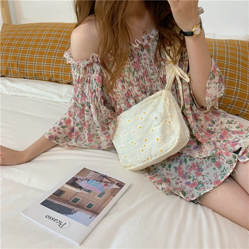 Летняя сумка на одно плечо, свежий шоппер, сумка через плечо, из хлопка и льна