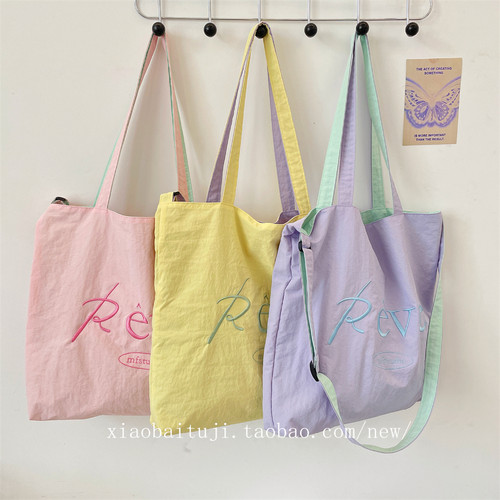 小白兔几夏季奶油风帆布包2025新款韩版大容量托特包刺绣百搭单肩