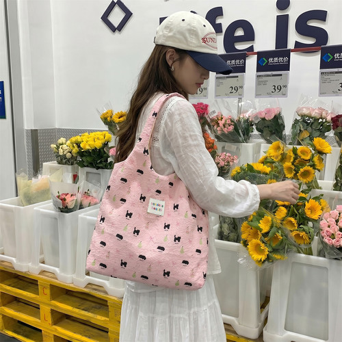 小白兔卡通印花大容量帆布托特包