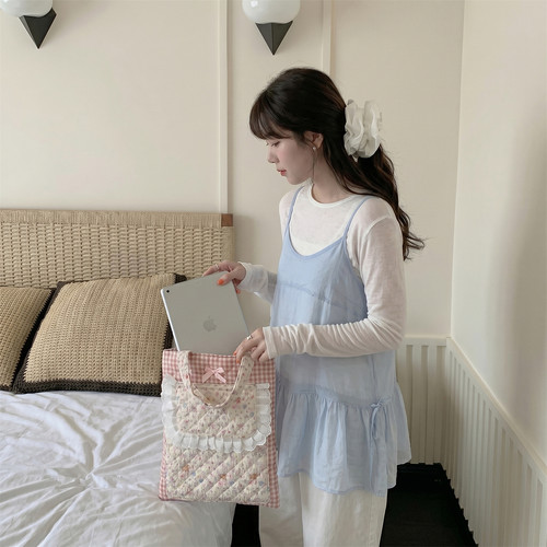碎花绗缝卡通图案iPad手提平板包