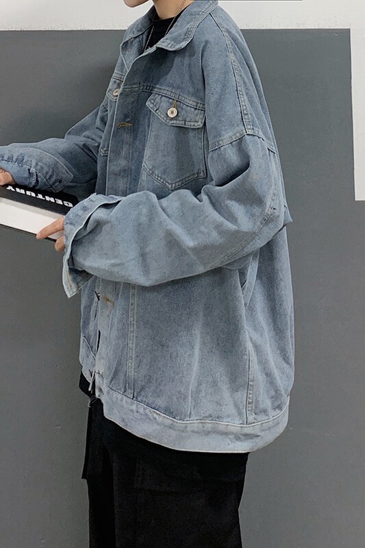 港风秋季帅气外套宽松韩版上衣简单百搭牛仔夹克男JK331/P55,男装夹克,电商D202-1