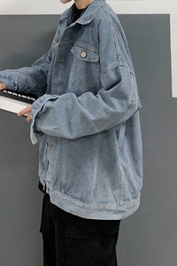 港风秋季帅气外套宽松韩版上衣 简单百搭牛仔夹克男JK331/P55图片