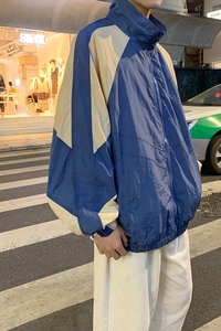 春季新款港风宽松双层拼接夹克男休闲学院风韩版上衣 JK101 P55图片
