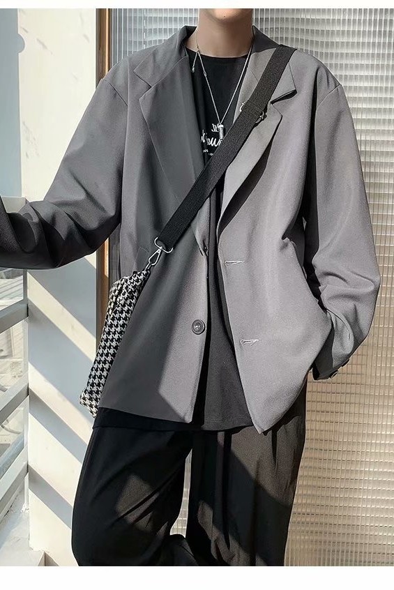 港风免烫西服外套男女韩版宽松ins春季帅气休闲小西装男K34/P55,男装西服,电商D202-1