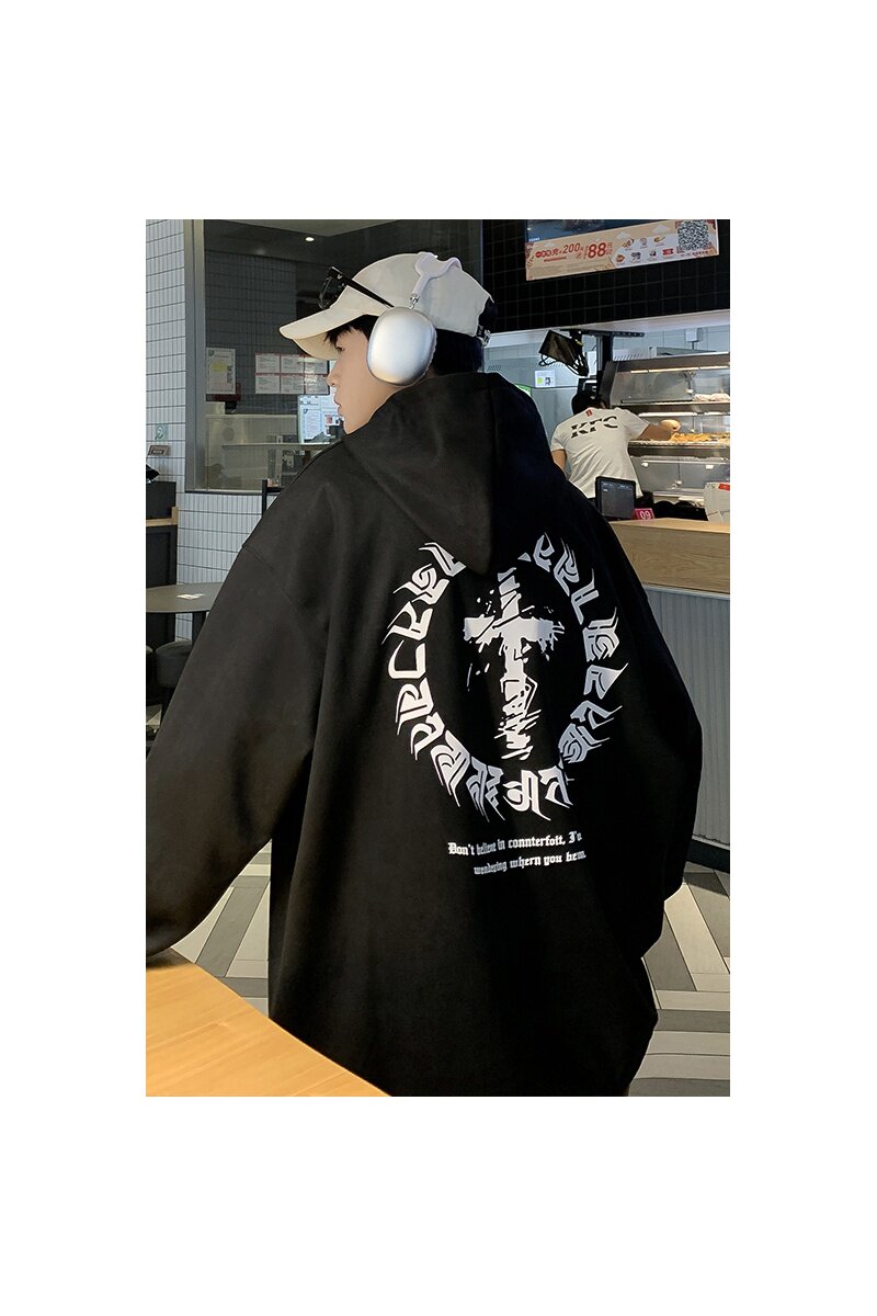 麂皮绒卫衣男美式高街连帽潮牌痞帅hiphop复古宽松外套W219-P48,女装短外套,电商D202-1