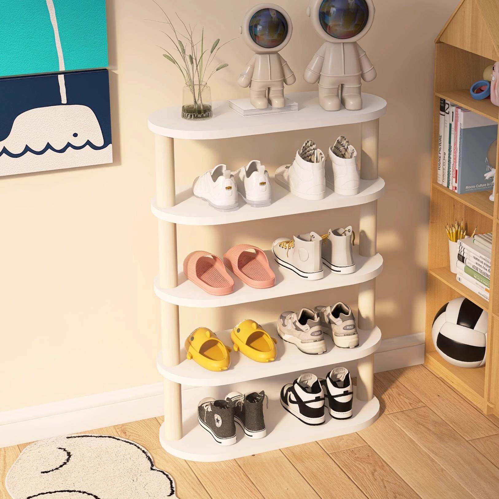 落地式儿童鞋架玄关处鞋子收纳架可爱风童鞋展示架简易木质鞋柜_虎窝淘