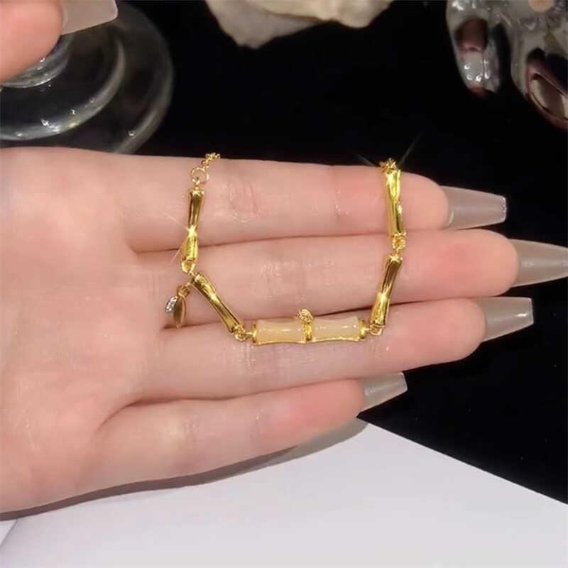 简约气质金色竹节脚链女轻奢小众精致高级设计感足链复古百搭饰品