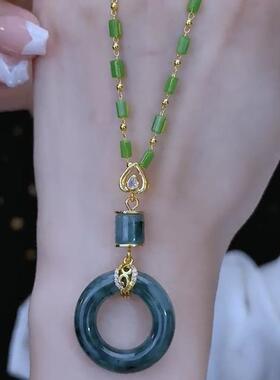 原创设计平安扣吊坠项链女轻奢气质高级感网红爆款毛衣链挂件配饰