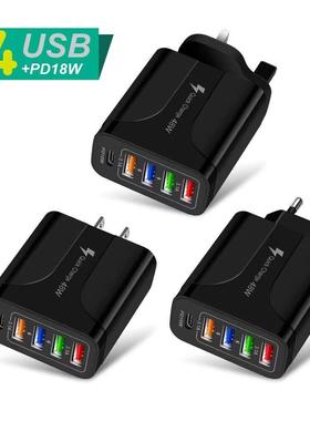 适用英规5口4USB充电器PD18W快充48W多接口充电头三角插头英标
