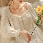 公主睡裙女款 长袖 绝美仙女大码 性感高级宫廷风法式 纯棉睡衣春秋季