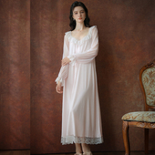 仙女风长睡裙春秋莫代尔甜美公主柔软舒服高级家居服纯欲风睡衣女
