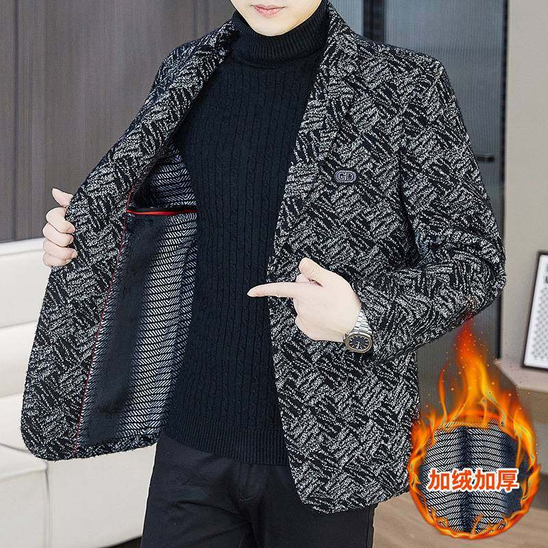 官方品牌2025秋冬季新款翻领加绒工装夹克男士青中年休闲百搭时尚