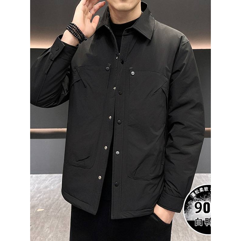 官方正品男士衬衫领羽绒服2025冬季新款男装青年时尚休闲简约百搭