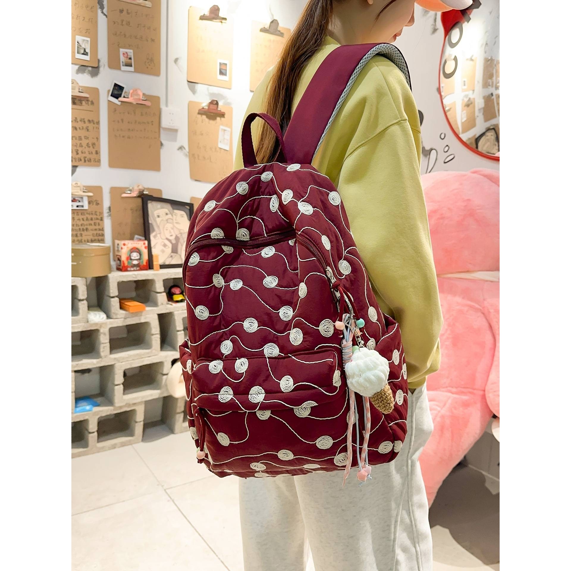 官方品牌线团设计感棉服书包女大学生背包初中生高中2025新款休闲,箱包皮具/热销女包/男包,双肩背包,淘宝优惠券,粉丝福利购,淘宝优惠卷