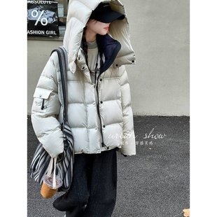 官方品牌儿童羽绒服童装韩版2025新款女童大童中长款加厚连帽白鸭