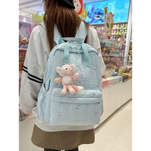 官方品牌书包女大学生2026新款大容量初高中生小碎花羽绒棉双肩包