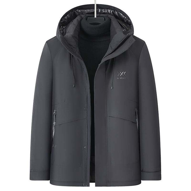 官方品牌2025年冬季厚款男士加肥加大码时尚休闲中长款立领连帽羽