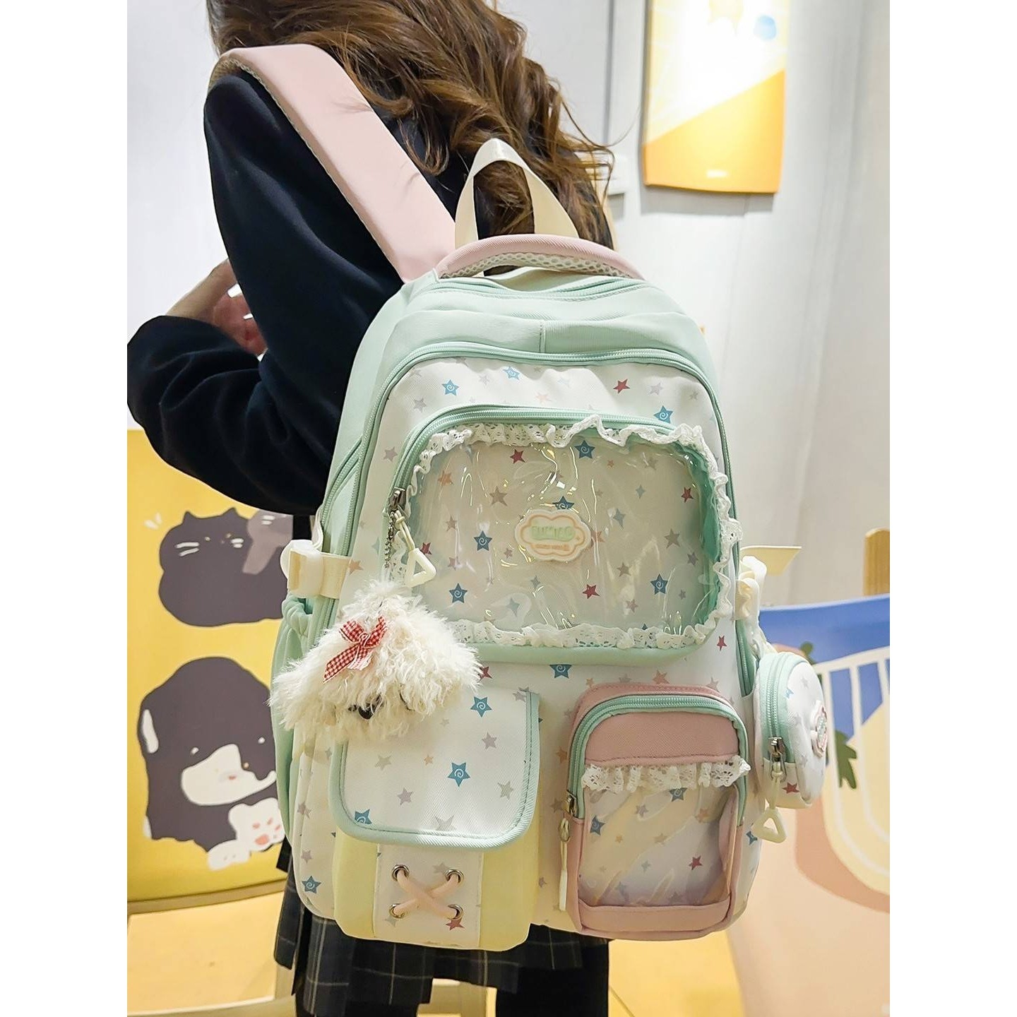 官方品牌2026春季新款书包女高颜值甜美蕾丝痛包韩系多巴胺初高中,箱包皮具/热销女包/男包,痛包,淘宝优惠券,粉丝福利购,淘宝优惠卷