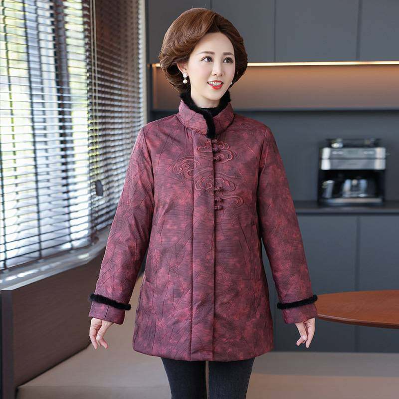 官方正品中国风妈妈羽绒服女中长款2025冬季新款洋气中年大衣外套