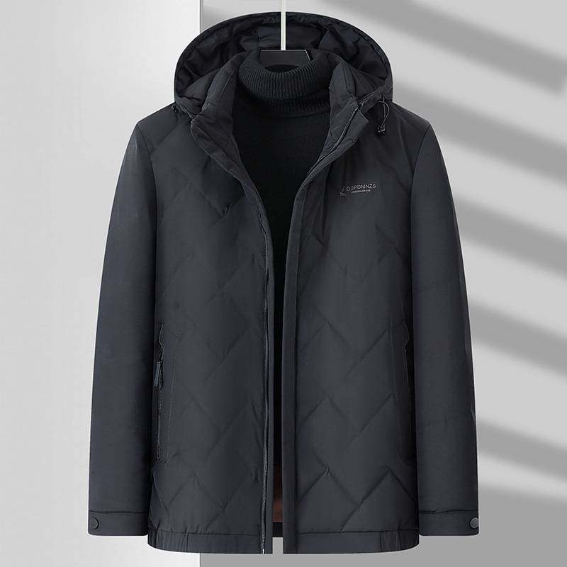 官方品牌2025年冬季新款男青年潮胖加肥加大码时尚休闲立领连帽羽