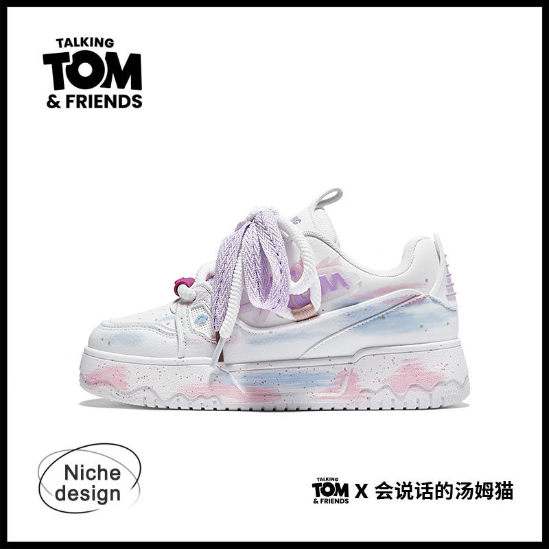 会说话的汤姆猫鞋子女个性涂鸦面包鞋板鞋2026春季厚底情侣小白鞋,女鞋,休闲板鞋,淘宝优惠券,粉丝福利购,淘宝优惠卷