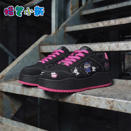 蜡笔小新鞋子男夏季原创小众黑粉面包鞋情侣板鞋青少年运动休闲鞋