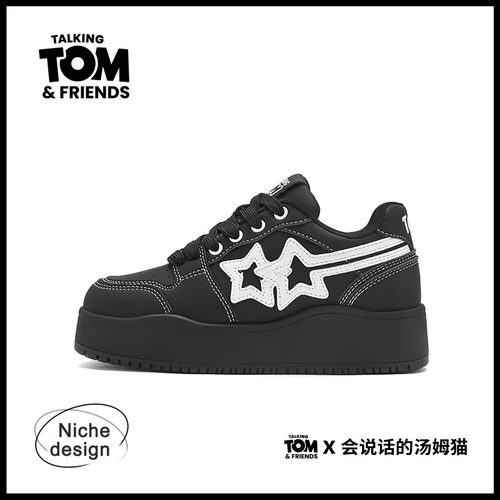 汤姆猫黑色厚底鞋潮牌爆款板鞋