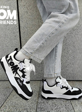 TALKING TOM汤姆猫厚底板鞋夏季新款经典黑白面包鞋韩版学生潮鞋