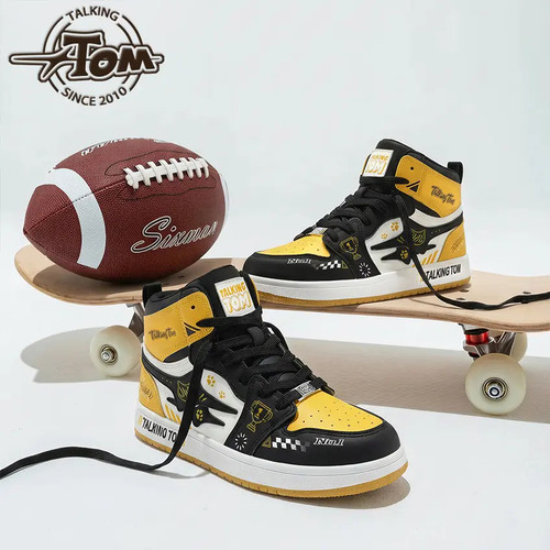 汤姆猫涂鸦男鞋电母黄高帮板鞋