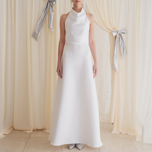 ganisong 26ss 买手店代购直邮 挂脖露背蝴蝶结大裙摆礼服连衣裙