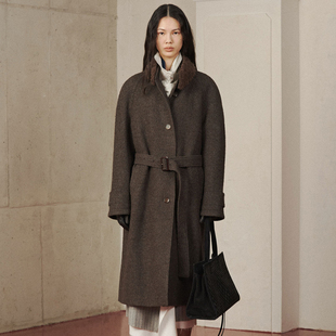 VERSO 25FW 秋冬韩国直邮买手店代购 可拆卸领口粗花呢羊毛外套