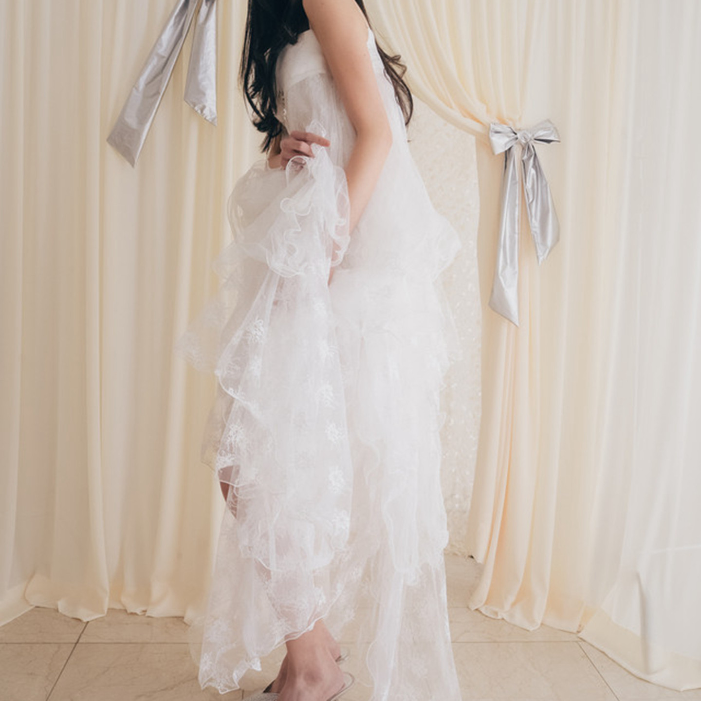 ganisong 26ss 买手店代购直邮 吊带抹胸花朵刺绣婚纱礼服连衣裙