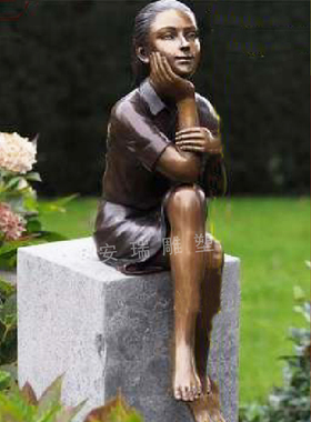铜雕小女孩人物 户外公园广场 校园景观摆放读书学习人物雕塑定做