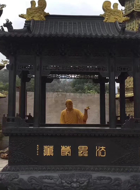 大型铜雕香炉 鼎雕塑 户外寺庙寺院标志景观摆放铸铜四足方鼎定做