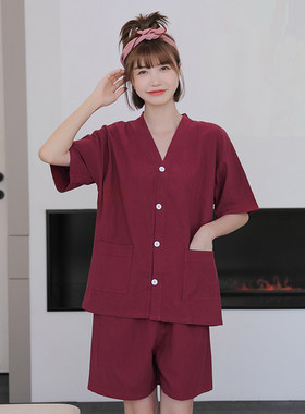 艾灸服女款纯棉前后开扣针灸推拿
