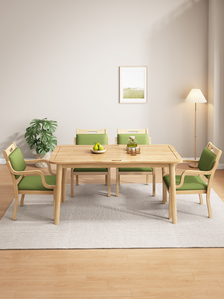 实木餐桌椅组合养老院老年人用餐桌椅 康养院餐厅家具适老化桌子