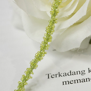 玻璃米珠子花边连线粗绳水晶亚克力diy手工编织辅料配件 嫩绿色